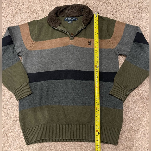 US POLO ASSN Men's Vintage Color Block Quarter Zip-Up Sweater - Picture 5 of 7